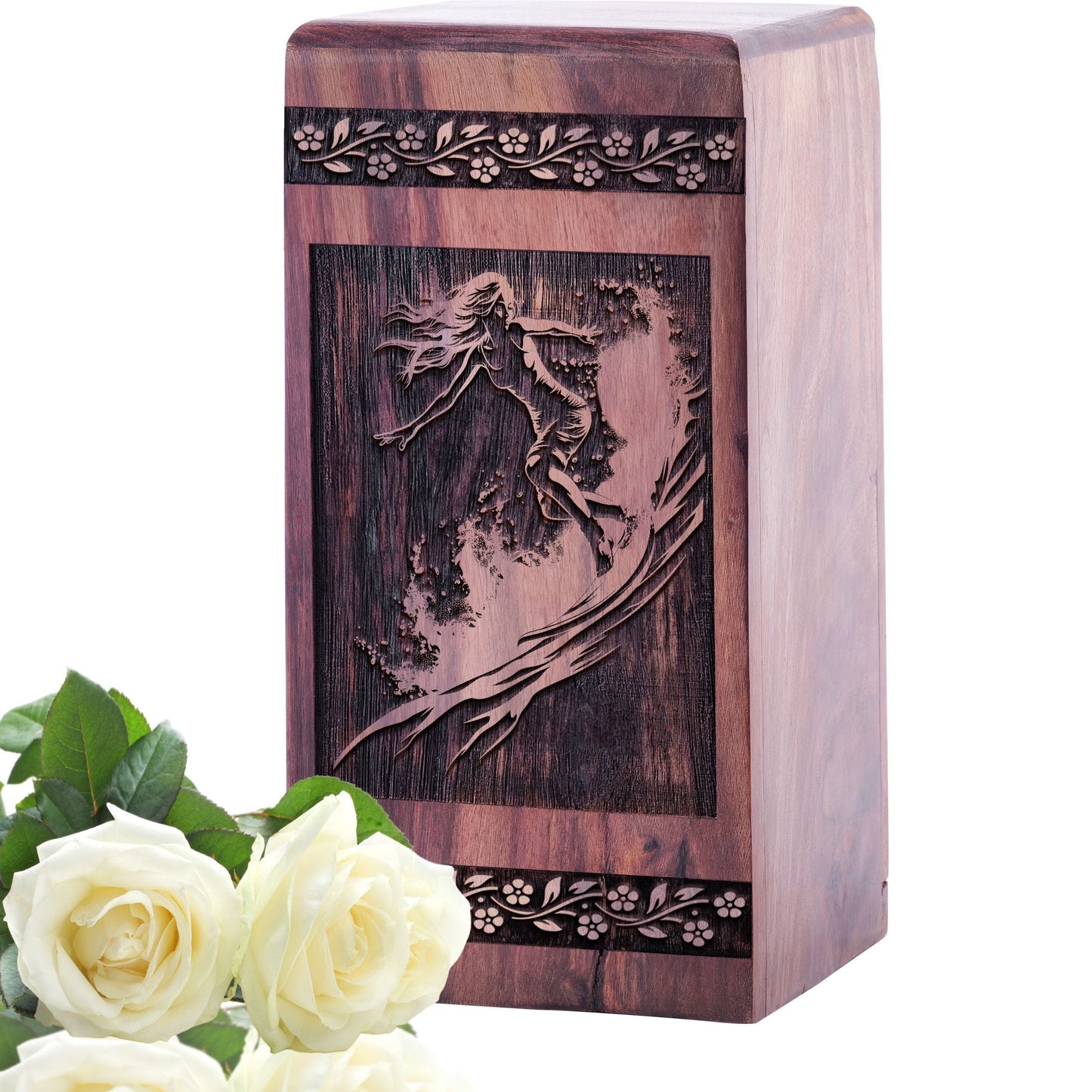 Decorative Wooden Surfing Waves Memorial Urn for Adult UrnAshes