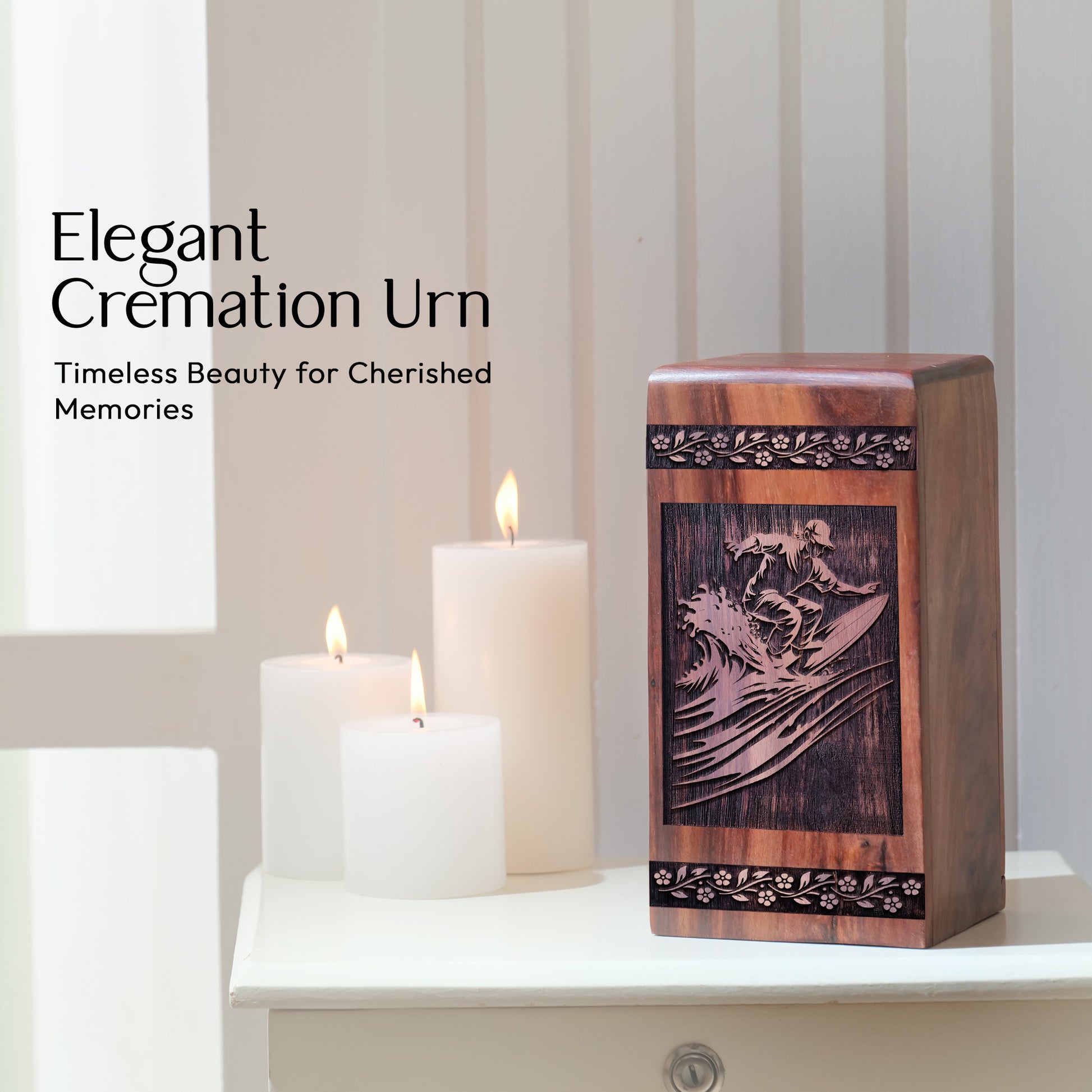 Surfing Waves Urn Size 10 Inch 10”(H) x 5.5”(W) x 5.5”(L)