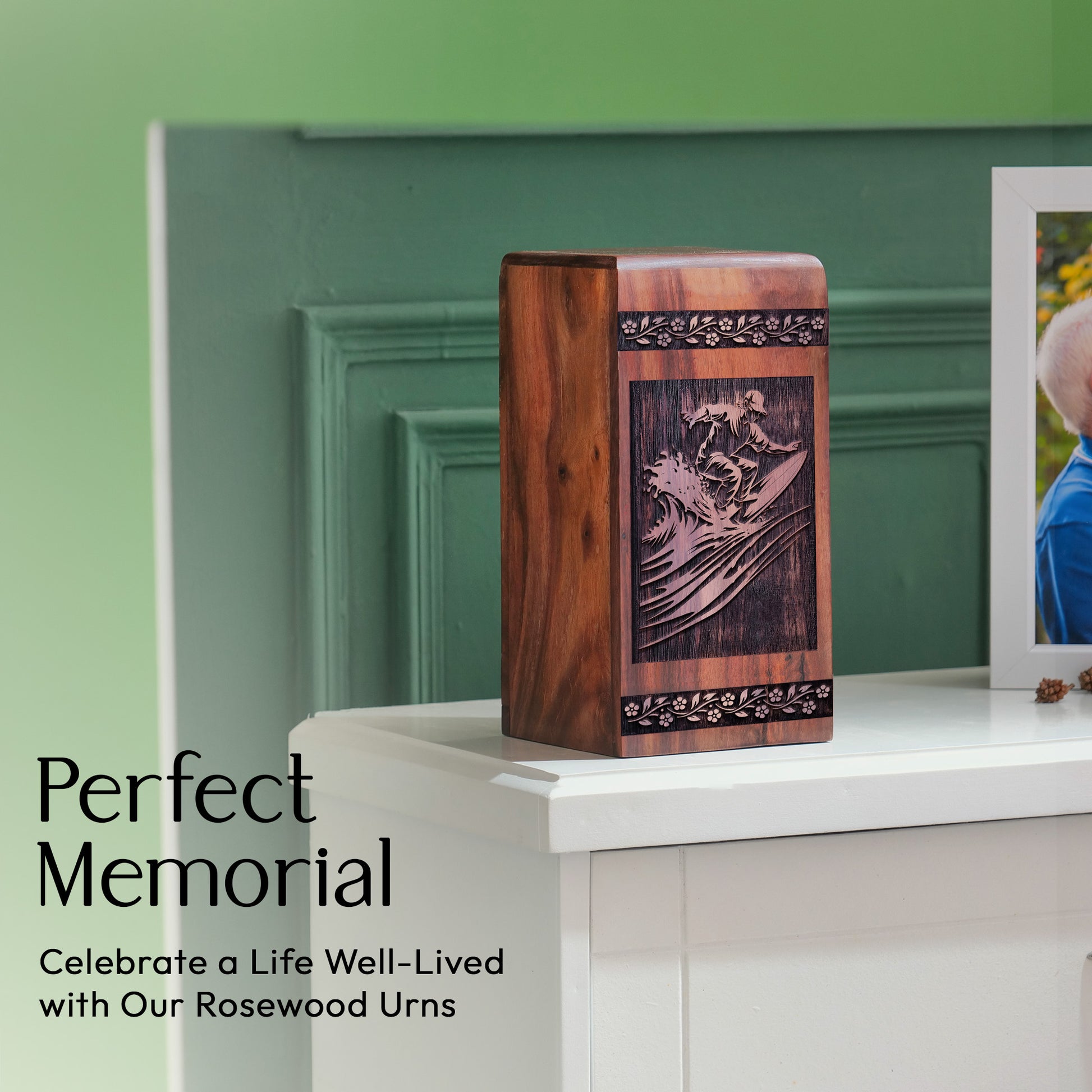 Surfing Waves Urn Size 11.25 Inch 11.25”(H) x 6.25”(W) x 6.25”(L)