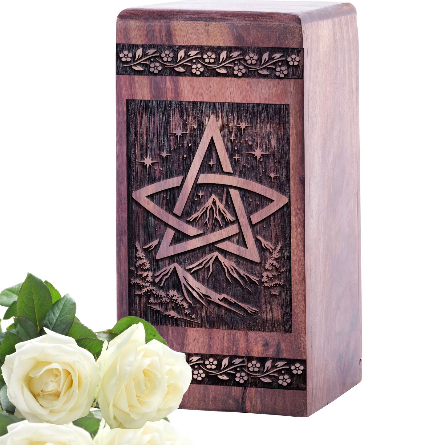Small Keepsake Wooden Celtic Knot Cremation Urn for Ashes