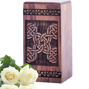 Keepsake Wooden Celtic Knot Cremation Urn for Human Ashes