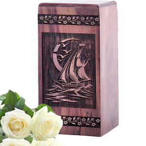 Beautiful Handmade Sunset Wood Urn for Human Ashes