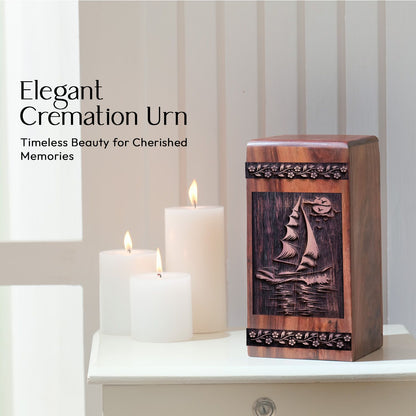Unique Wooden Cremation Urn for Sunset Wood Box