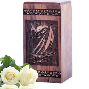 Handcrafted Wooden Memorial Urn with Sunset Wood Urnfor Adults