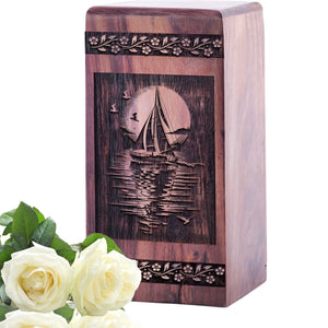 Handcrafted Sunset Wood Memorial Urn for AdultAshes