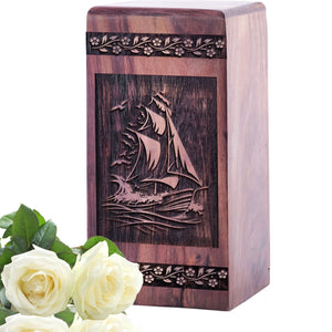 Mini Handcrafted Wooden Sunset Urn for Human Ashes