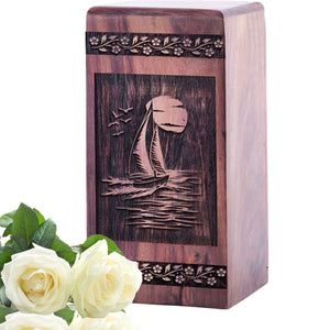 Handmade Sunset Wooden Cremation Urn for Adult Ashes