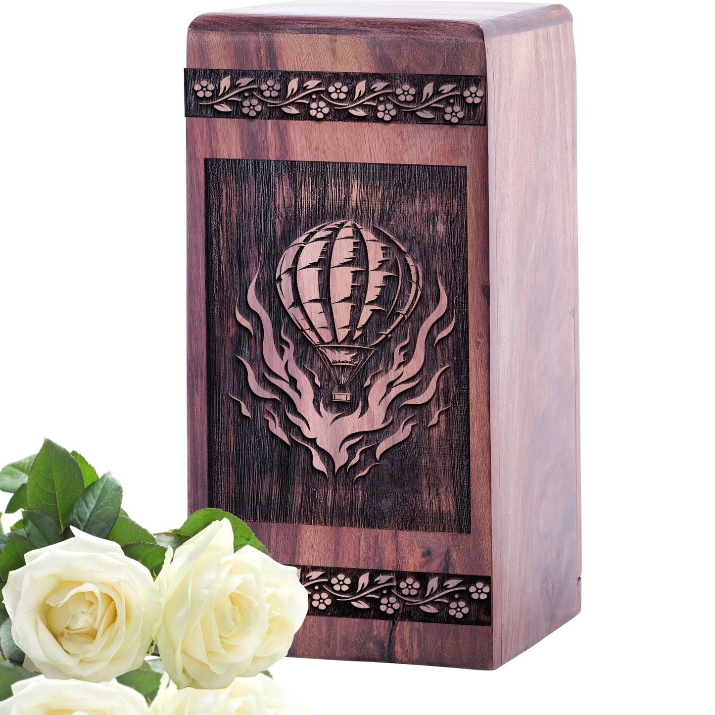 Mini Wooden Memorial Urn with Surfer Wood Urnfor Ashes