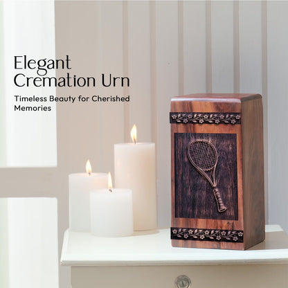 Handmade Wooden Tennis Racket Urn for Human Burial Ashes