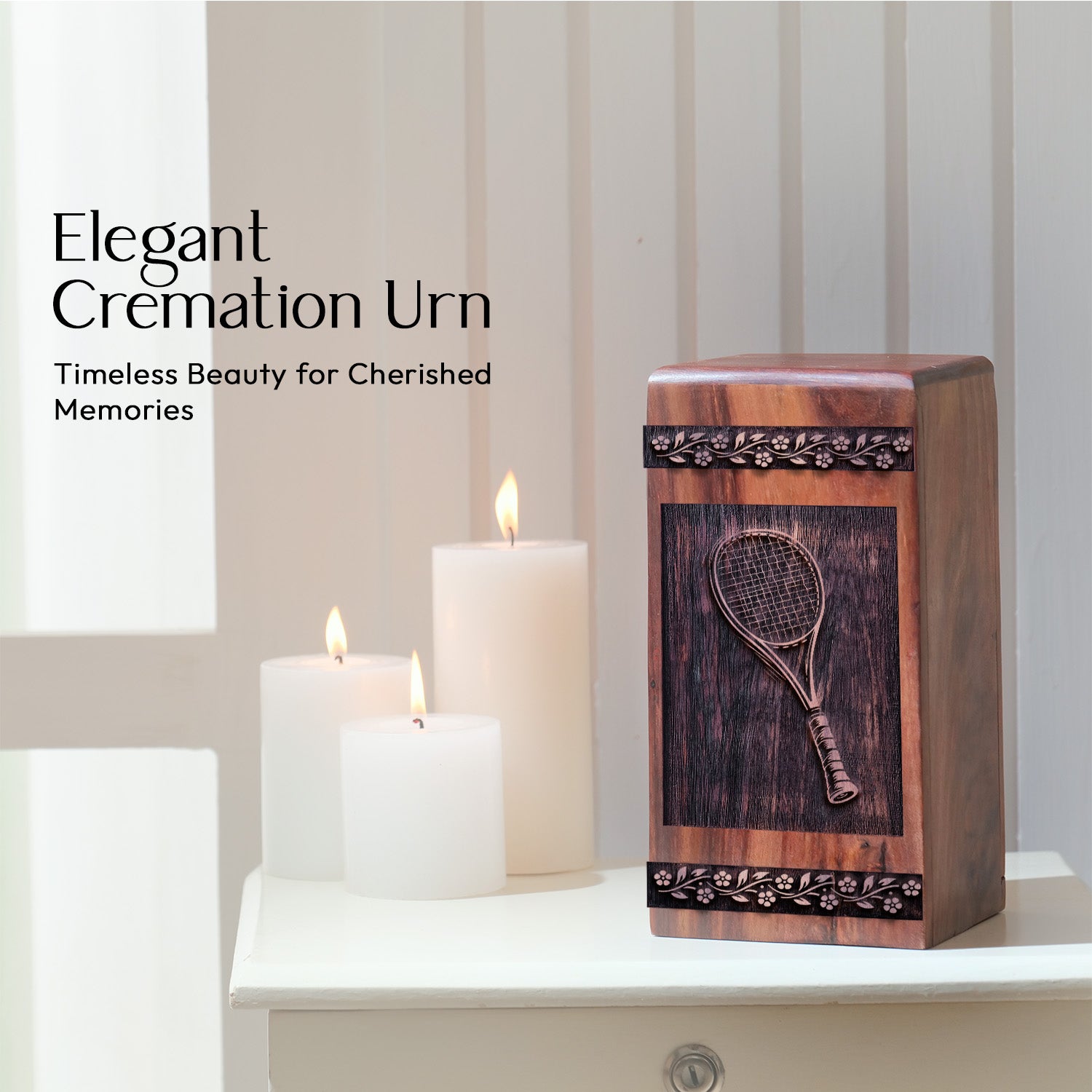 Tennis Racket Urn Size 10 Inch 10”(H) x 5.5”(W) x 5.5”(L)