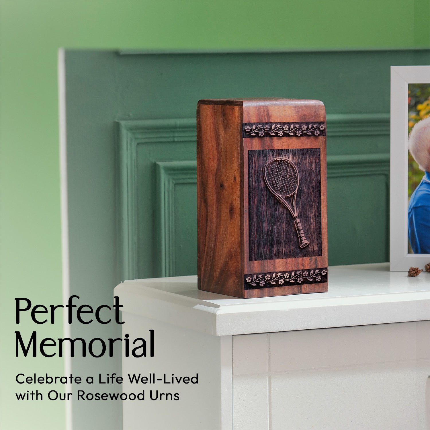 Tennis Racket Urn Size 11.25 Inch 11.25”(H) x 6.25”(W) x 6.25”(L)