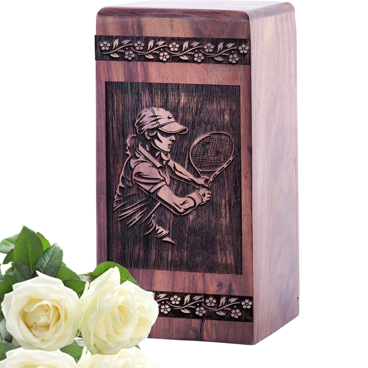 Decorative Wooden Tennis Racket Urn for Human Burial Ashes