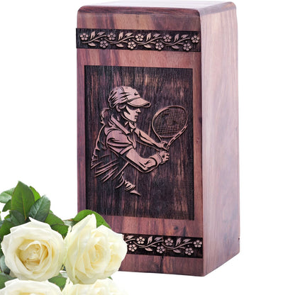 Decorative Wooden Tennis Racket Urn for Human Burial Ashes