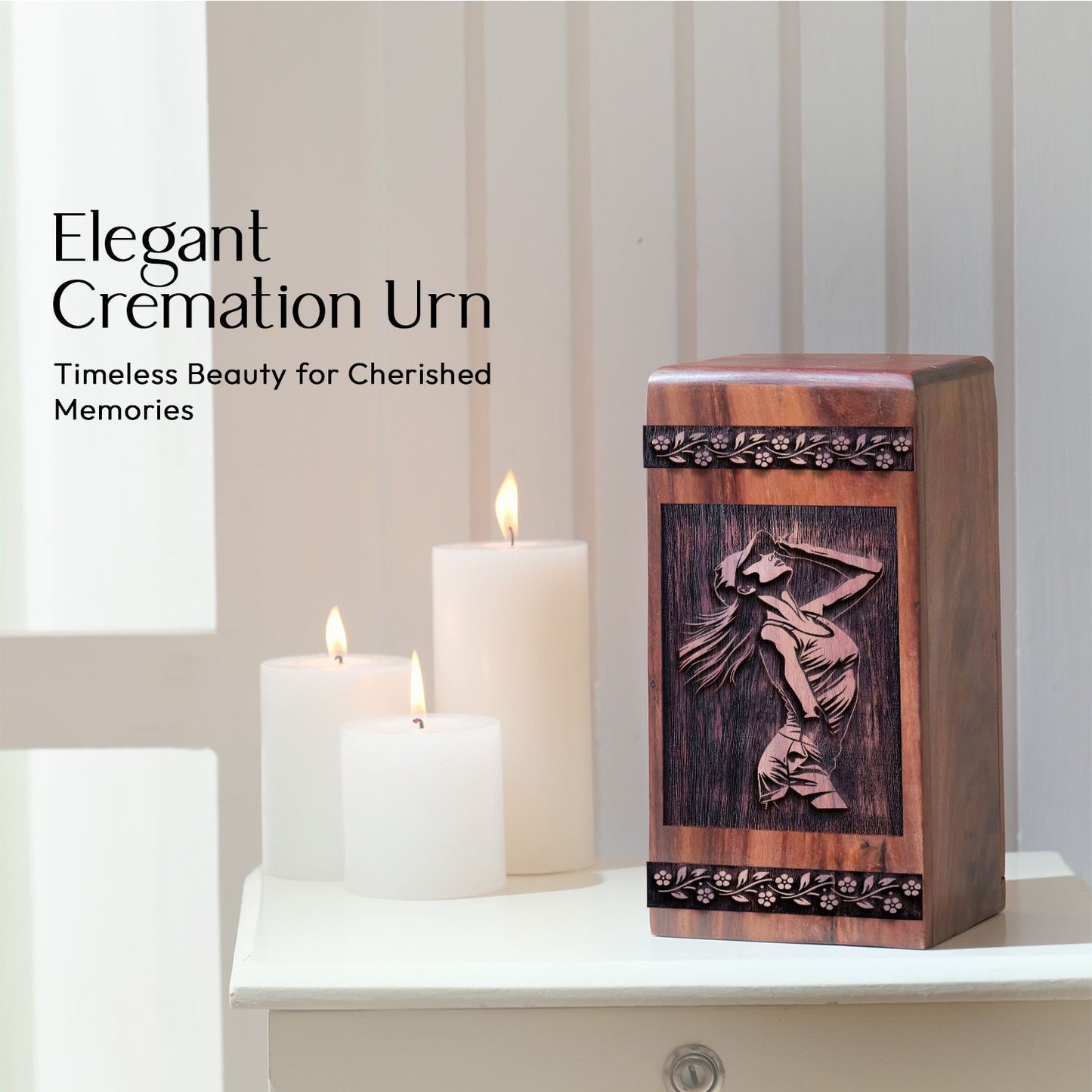 Unique Wooden Cremation Urn with Tennis Racket Wood Box