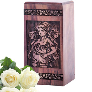 Handcrafted Wooden Cremation Urn with Volleyball Net Wood Box