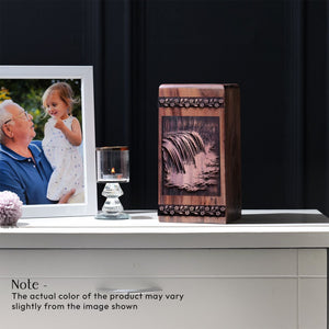 Handmade Wooden Waterfall Urn for Human Burial Ashes