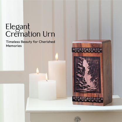 Medium Waterfall Wooden Urn for Human Cremation Ashes