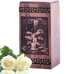 Handcrafted Waterfall Wood UrnWood Memorial Urn for Adults