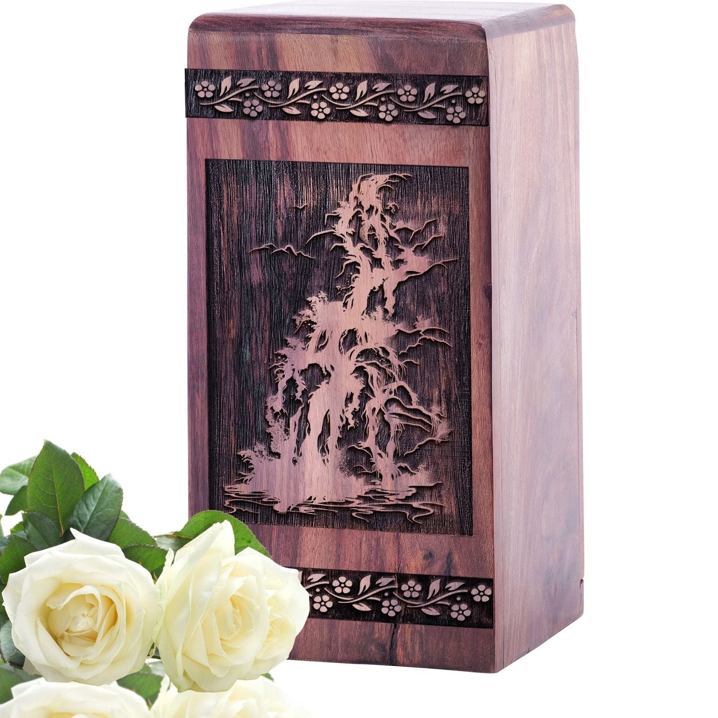 Medium Wooden Waterfall Urn for Cremation and Burial Ashes