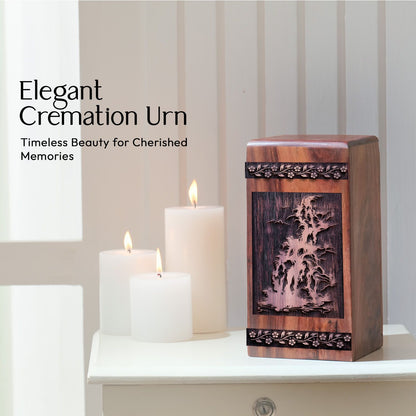 Medium Wooden Waterfall Urn for Cremation and Burial Ashes