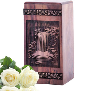 Unique Wooden Urn with Waterfall Wood for Human Ashes