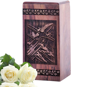 Unique Wooden Airplane Cremation Urn for Human Ashes