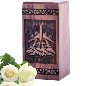 Handmade Wooden Airplane Urn for Human Burial Ashes
