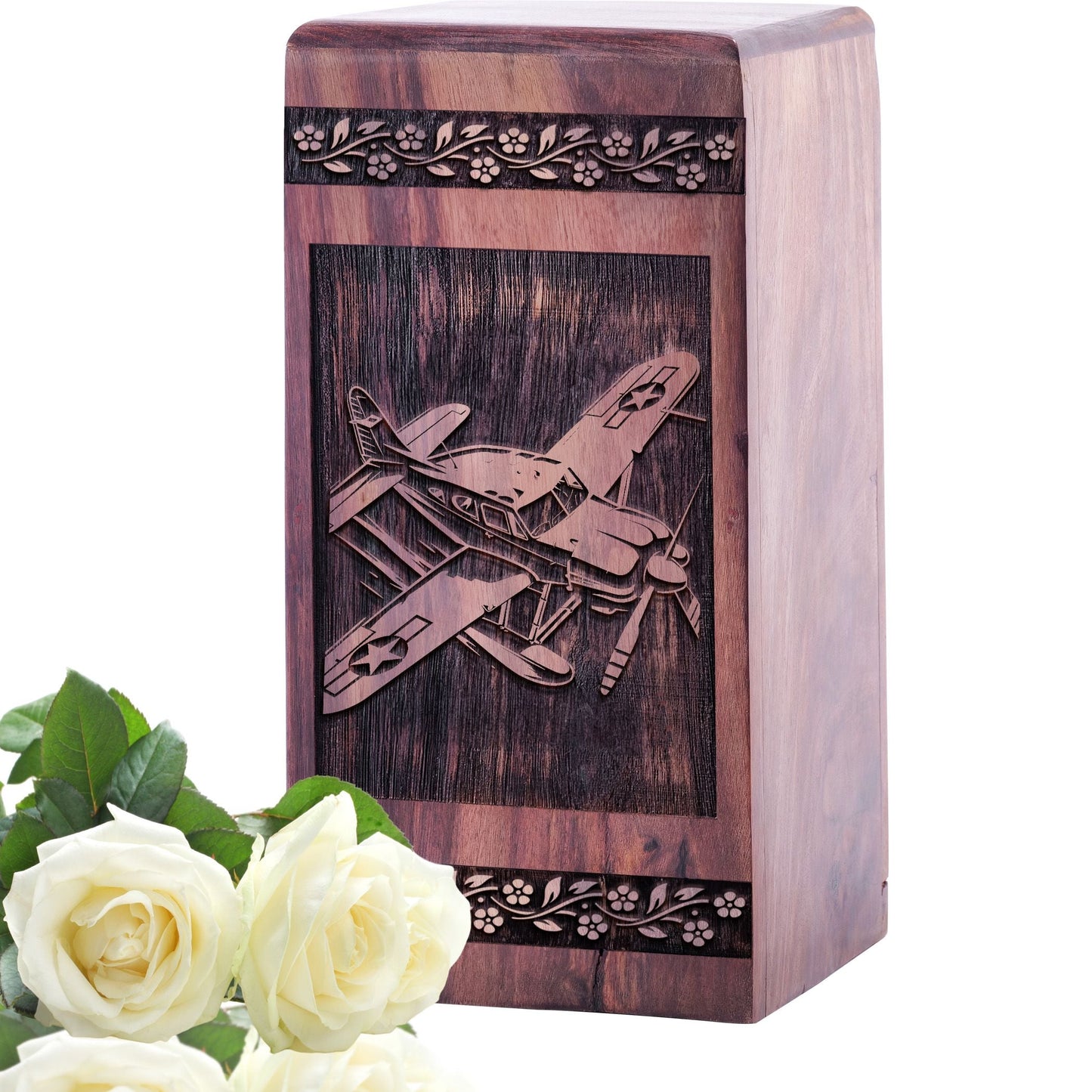 Small Keepsake Wooden Airplane Urn for Memorial Ashes