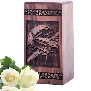 Decorative Wooden Airplane Memorial Urn for Adult Ashes