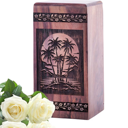Keepsake Wooden Bamboo Urn for Memorial Cremation Ashes