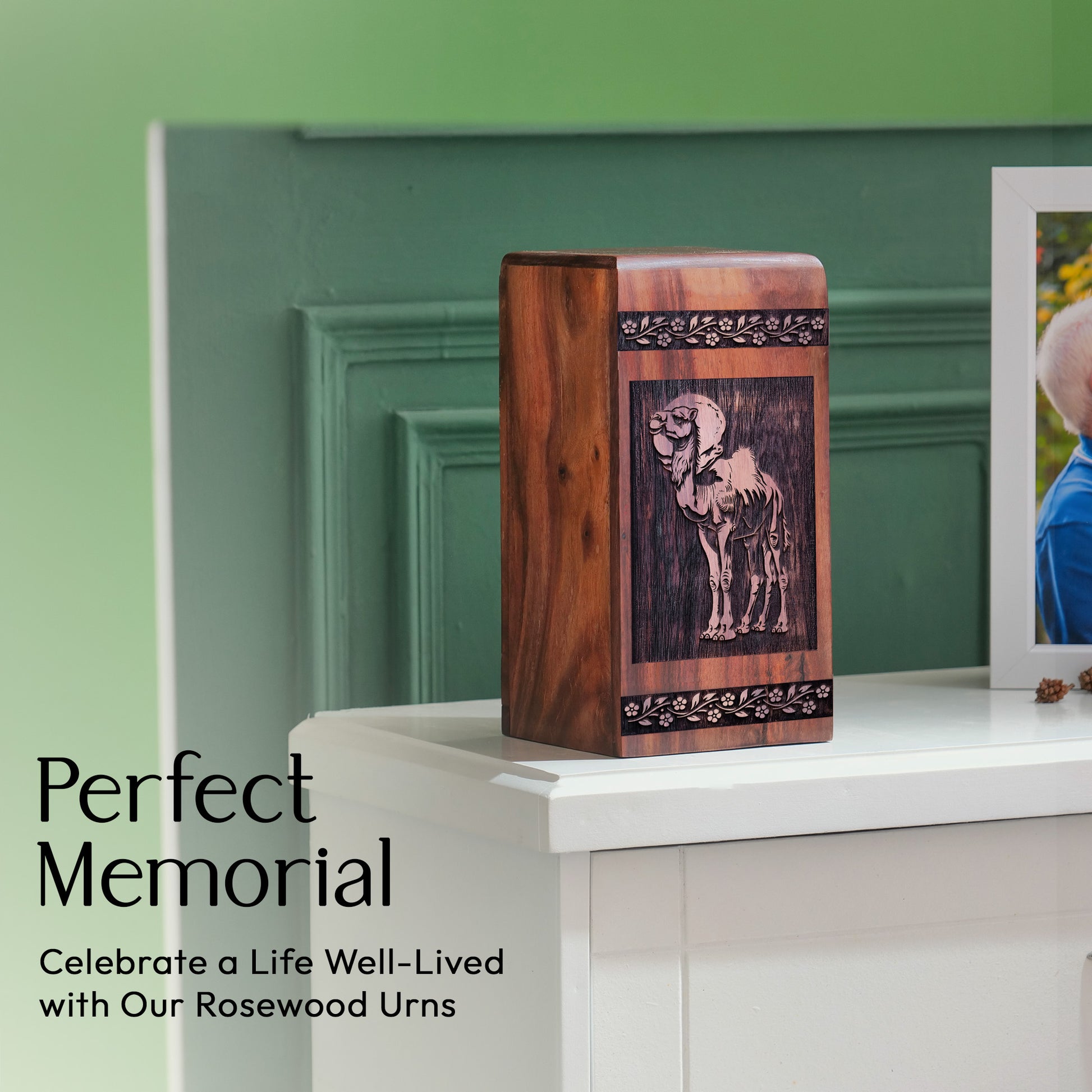 Camel in Desert Urn Size 11.25 Inch 11.25”(H) x 6.25”(W) x 6.25”(L)