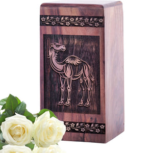 Beautiful Handcrafted Camel Desert Wood Urn for Human Ashes