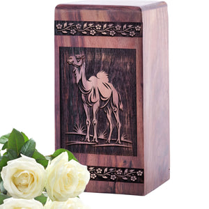 Beautiful Camel in Desert Wood Wooden Urn for Adult