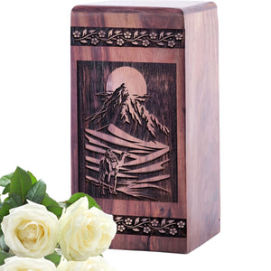 Unique Camel in Desert Wood BoxWood Memorial Urn for Adult