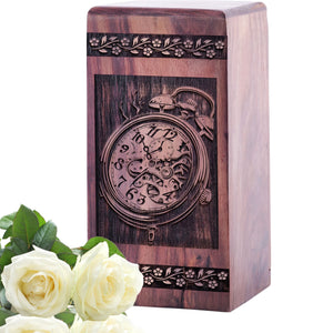 Beautiful Handmade Clock Wood Urn for Human Ashes