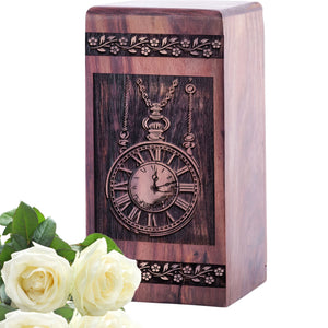Unique Wooden Cremation Urn with Clock Wood Urn