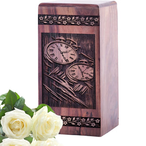 Handcrafted Clock Wood BoxWood Memorial Urn for Adults