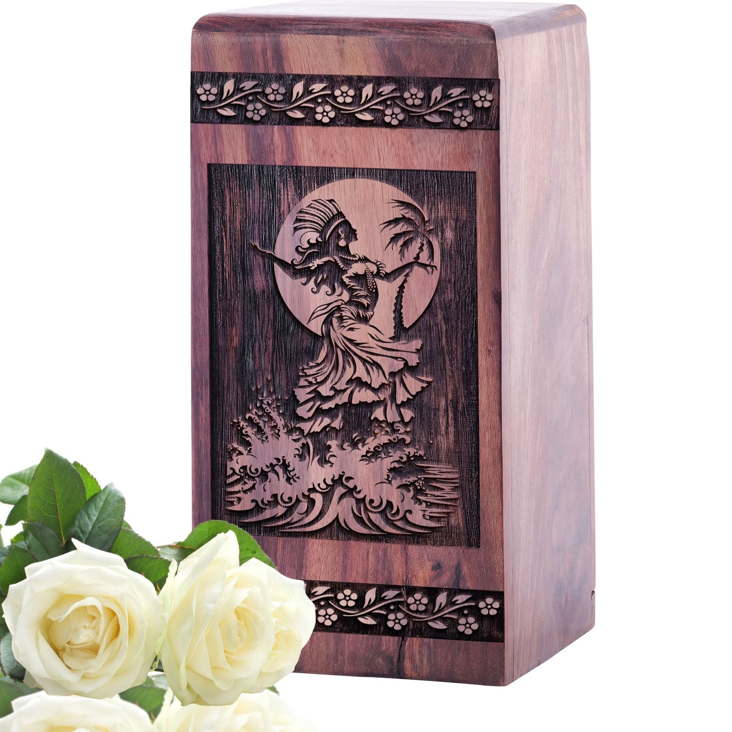 Handcrafted Wood Cremation Urn Flamenco Dancer Wood Box