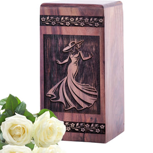 Handmade Wooden Flamenco Dancer Urn for Human Burial Ashes