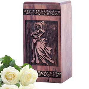 Handcrafted Wooden Flamenco Dancer Urn for Memorial Ashes