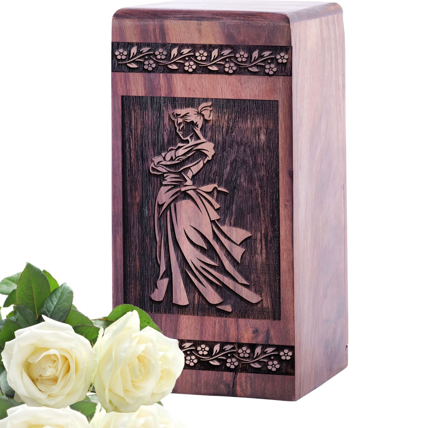 Handcrafted Wooden Flamenco Dancer Urn for Memorial Ashes