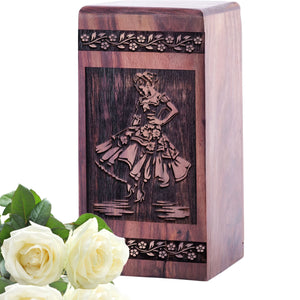 Unique Wooden Cremation Urn with Flamenco Dancer Urn