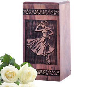 Beautiful Handcrafted Flamenco Dancer Wood Urn for Human Ashes