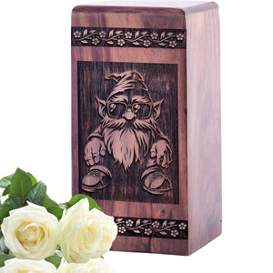 Wooden Garden Gnome Cremation Urn for Human Ashes