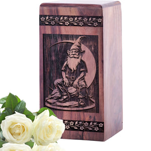Beautiful Handmade Garden Gnome Wood Urn for Human Ashes