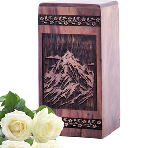 Handmade Wooden Glacier Urn for Human Burial Ashes