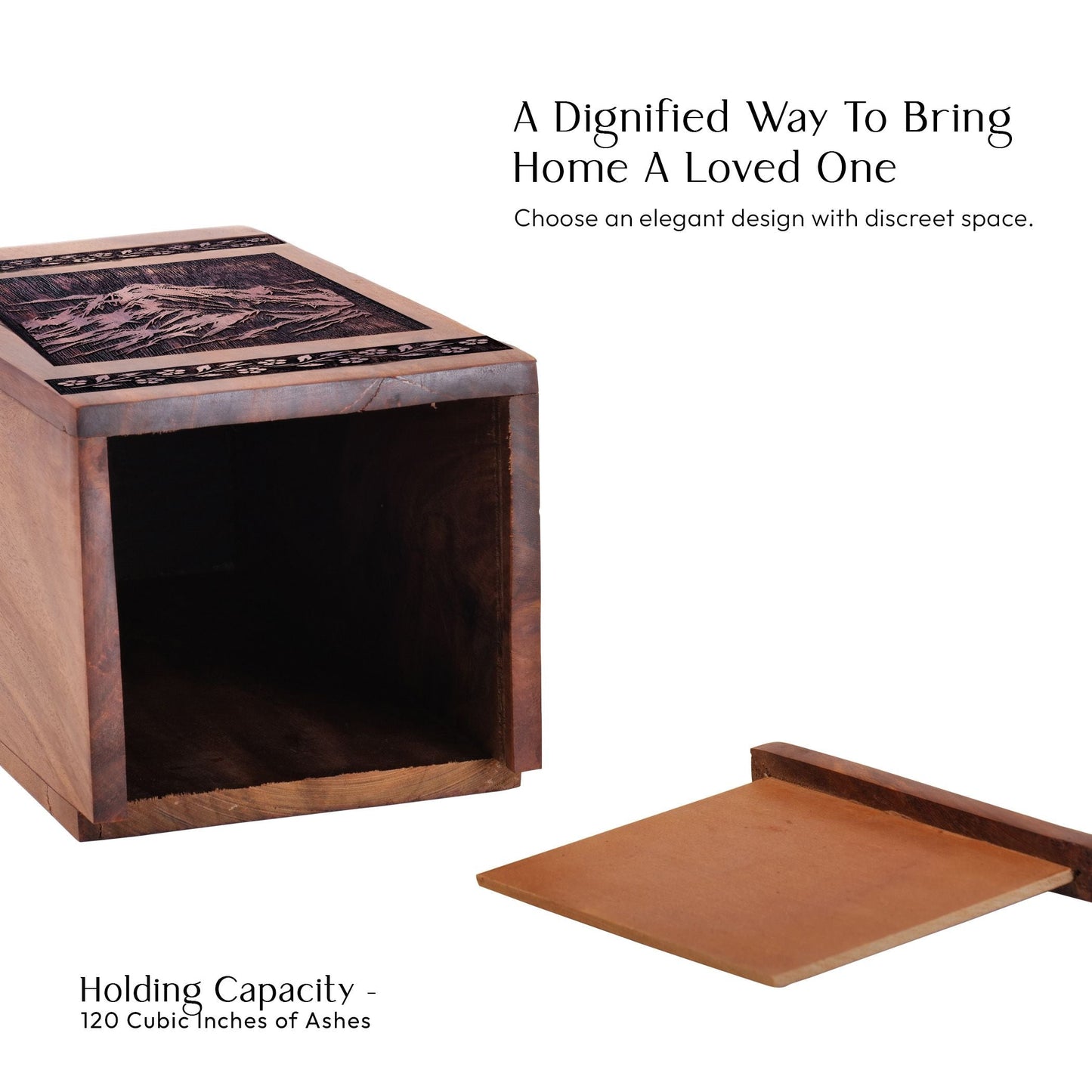 Handmade Wooden Glacier Urn for Human Burial Ashes