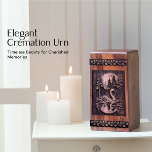Unique Wooden Swans Cremation Urn for Human Ashes