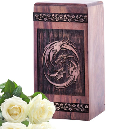 Handmade Wooden Yin and Yang Urn for Human Burial Ashes