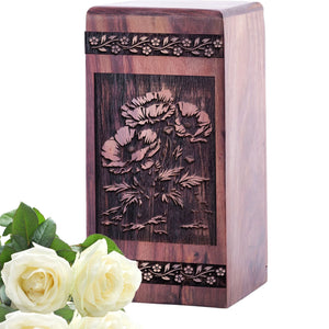 Unique Large Wooden Poppies in Field Memorial Urn for Ashes